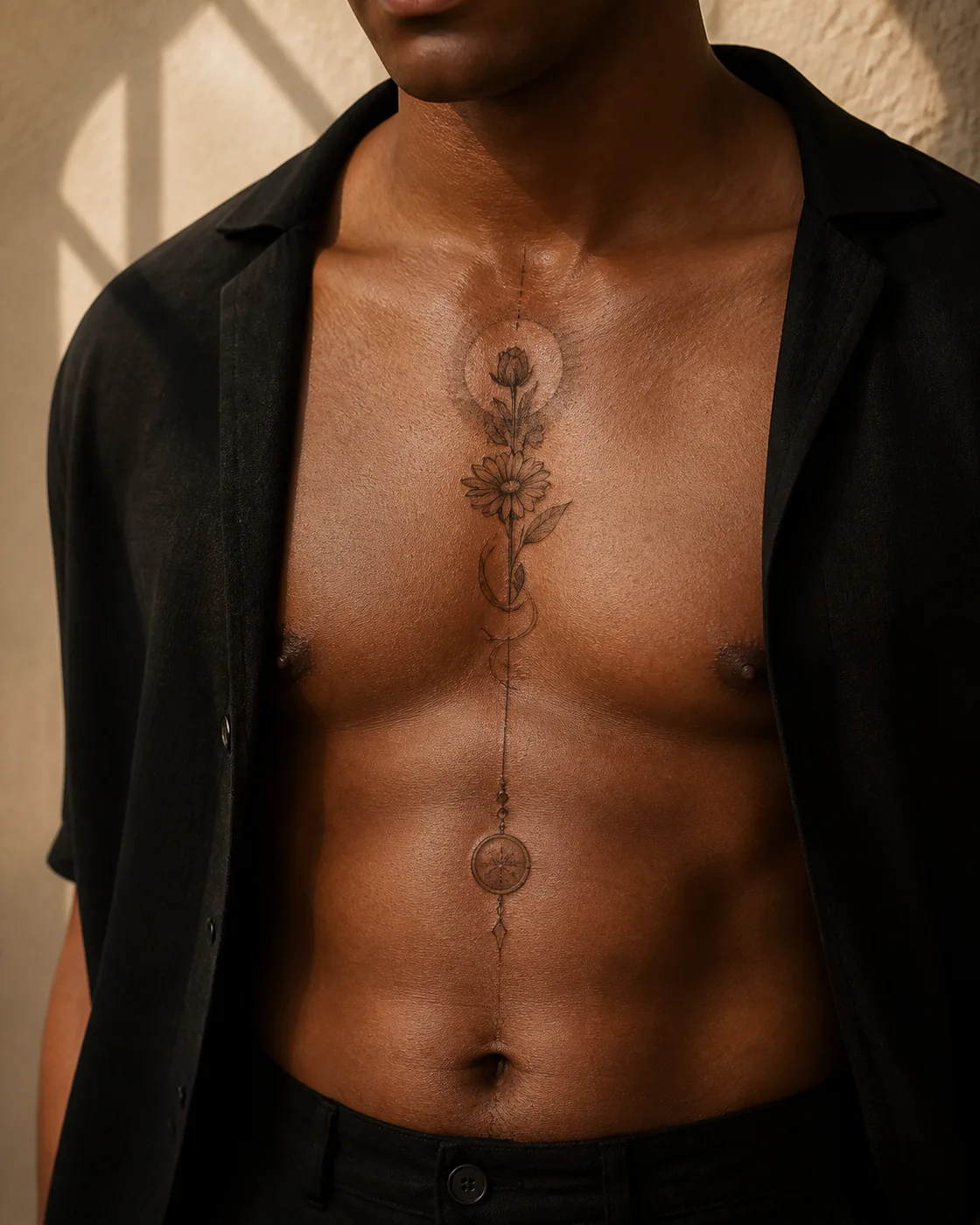 Dotwork Memory tattoo on the Sternum