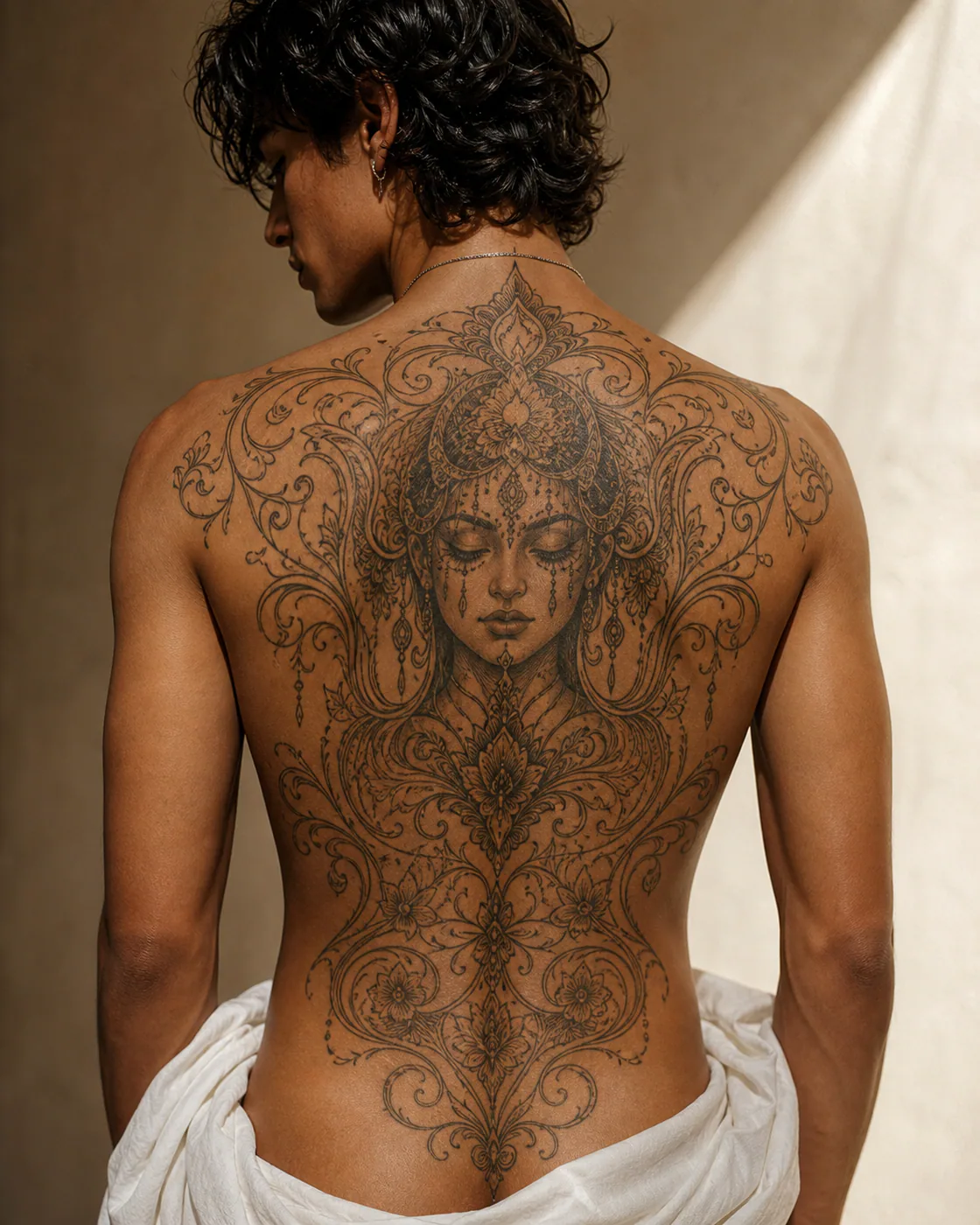 Ornamental Portrait tattoo on the Full Back