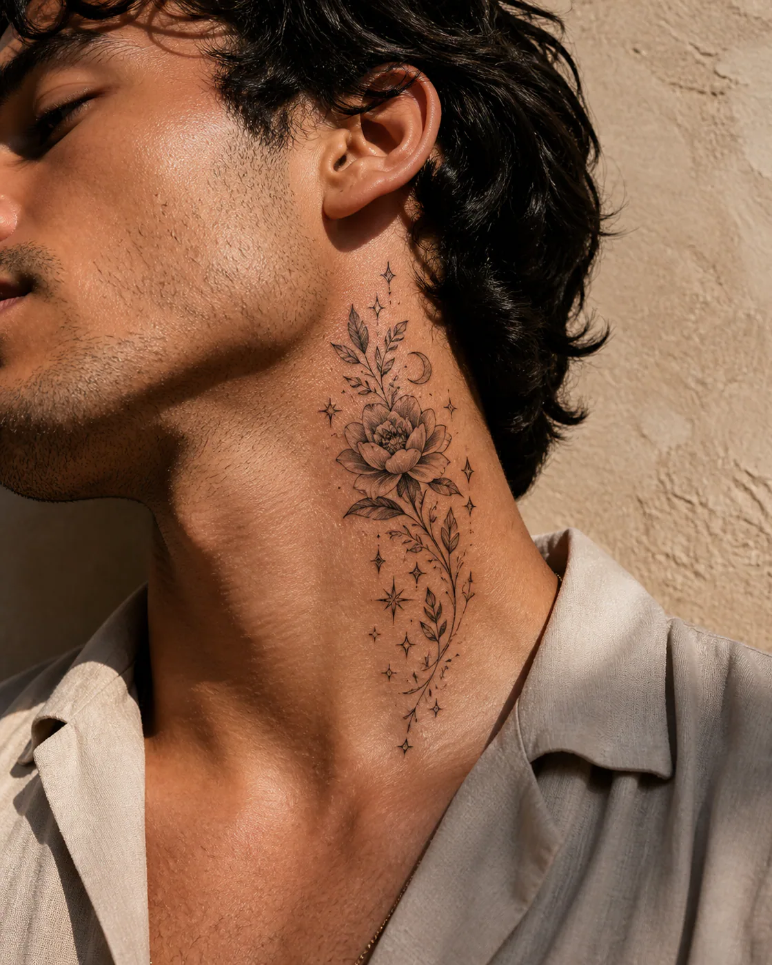 Floral Filler tattoo on the Neck