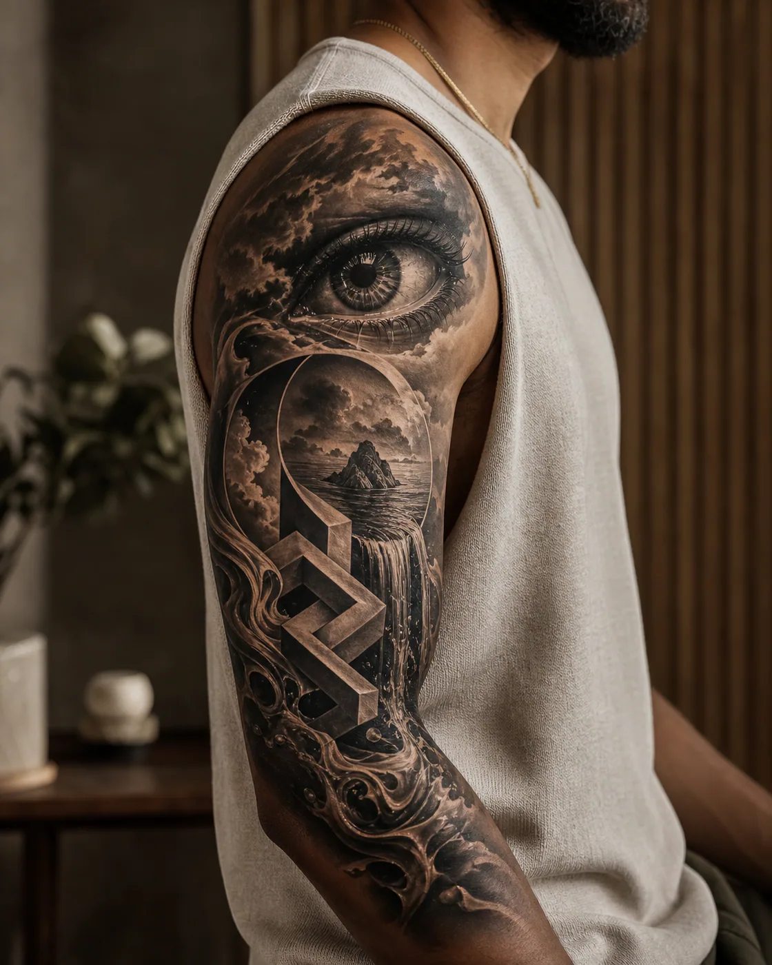 Realism Surreal tattoo on the Half Sleeve