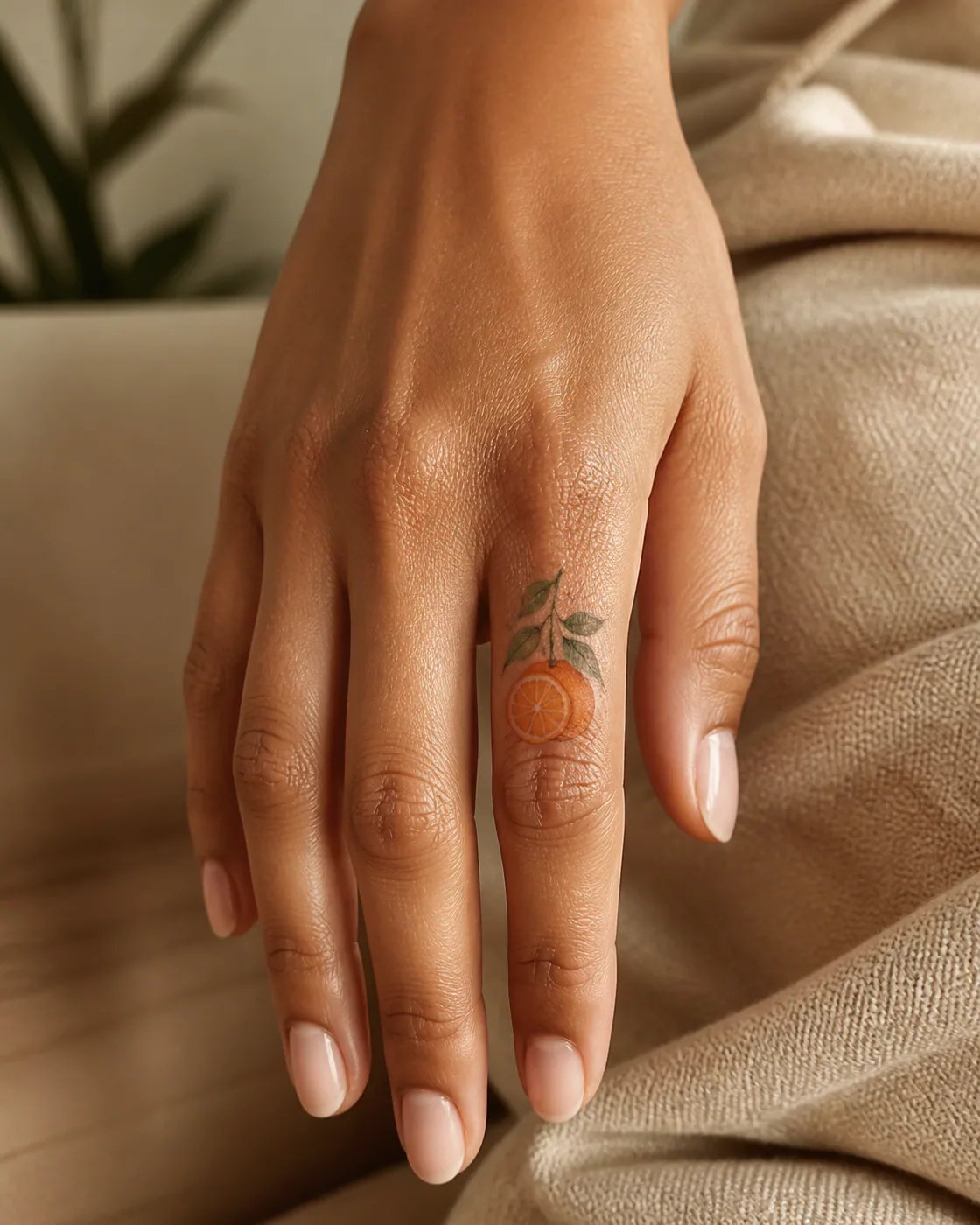 Watercolor Food tattoo on the Finger