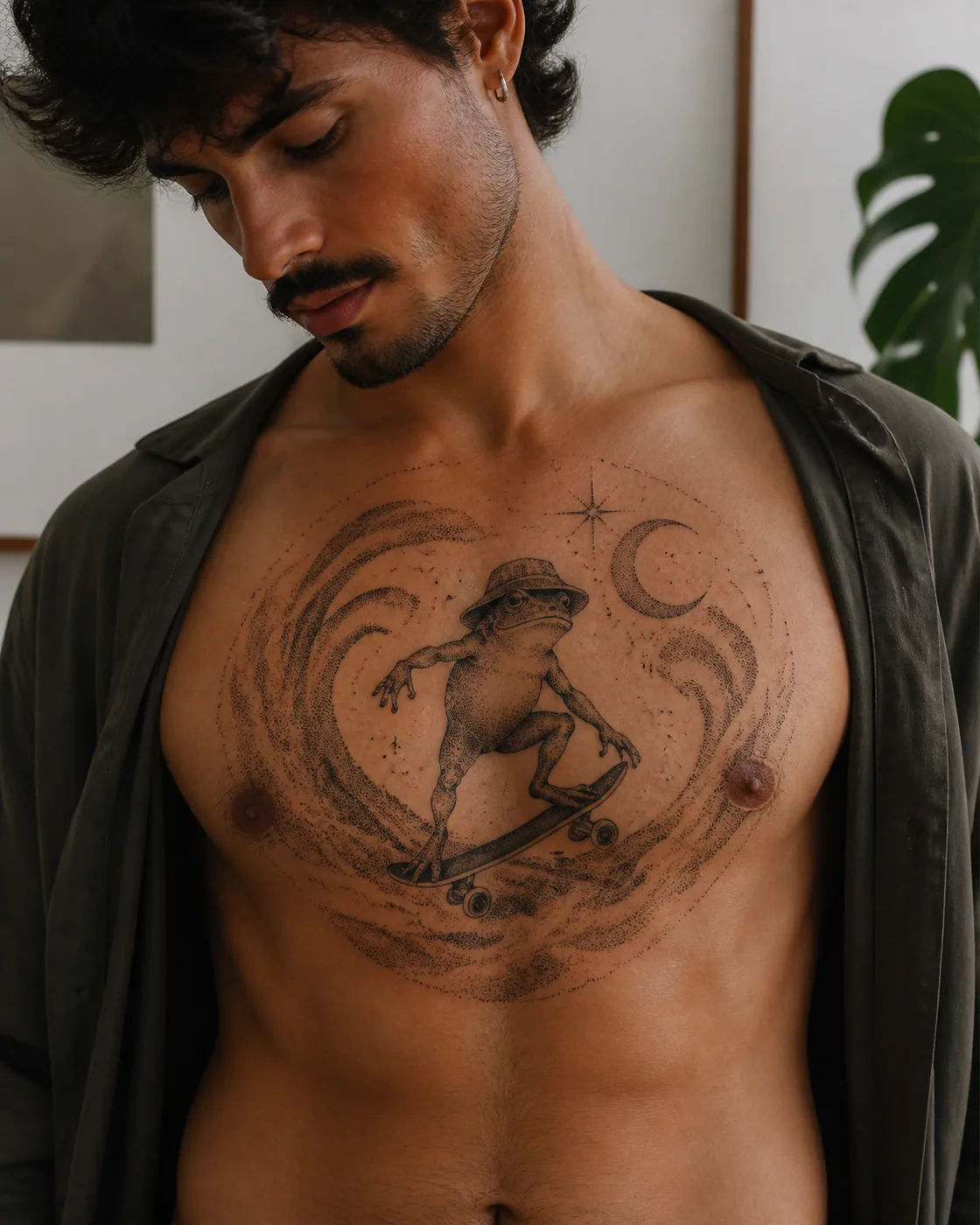 Dotwork Playful tattoo on the Chest
