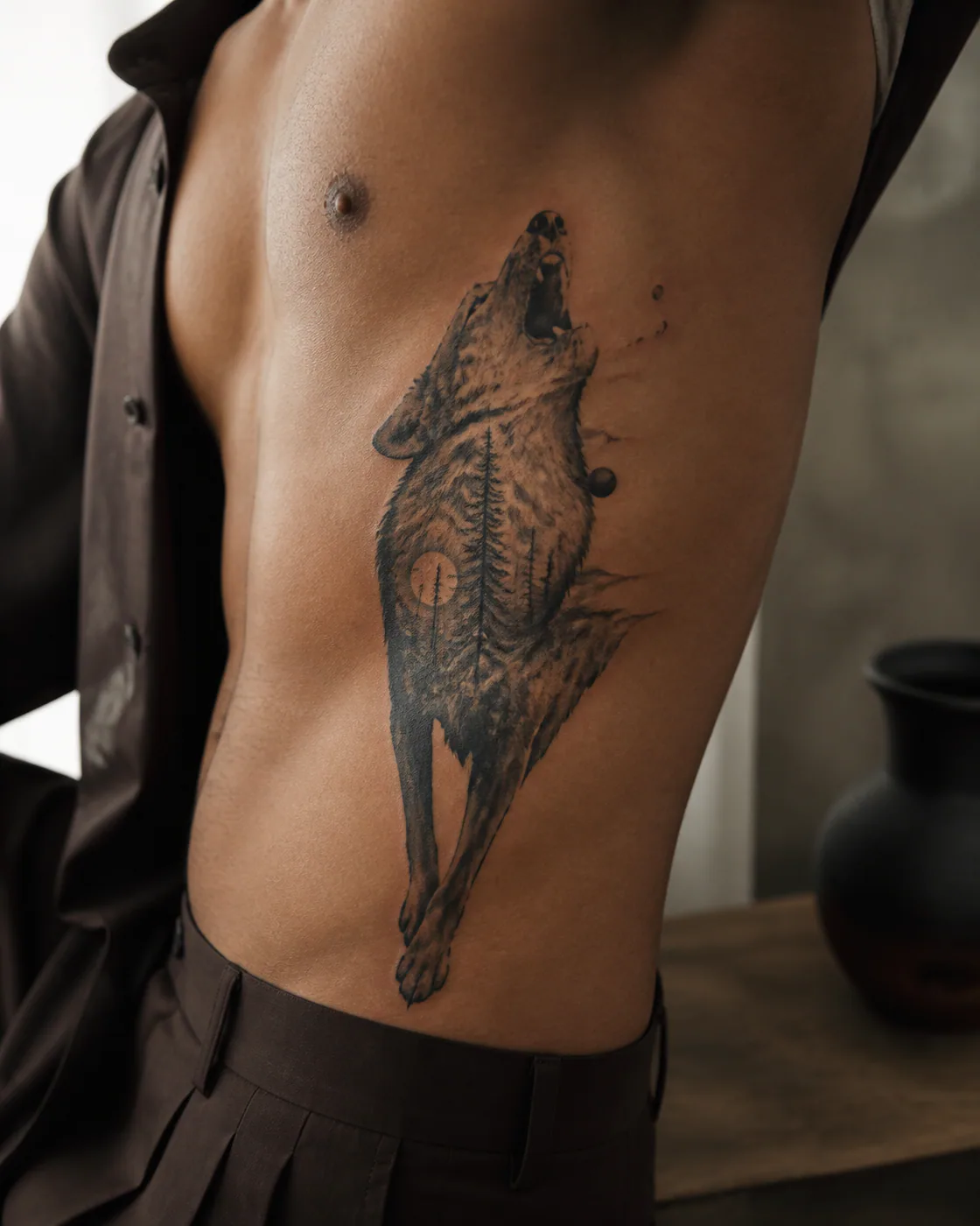 Surrealism Animal tattoo on the Ribs