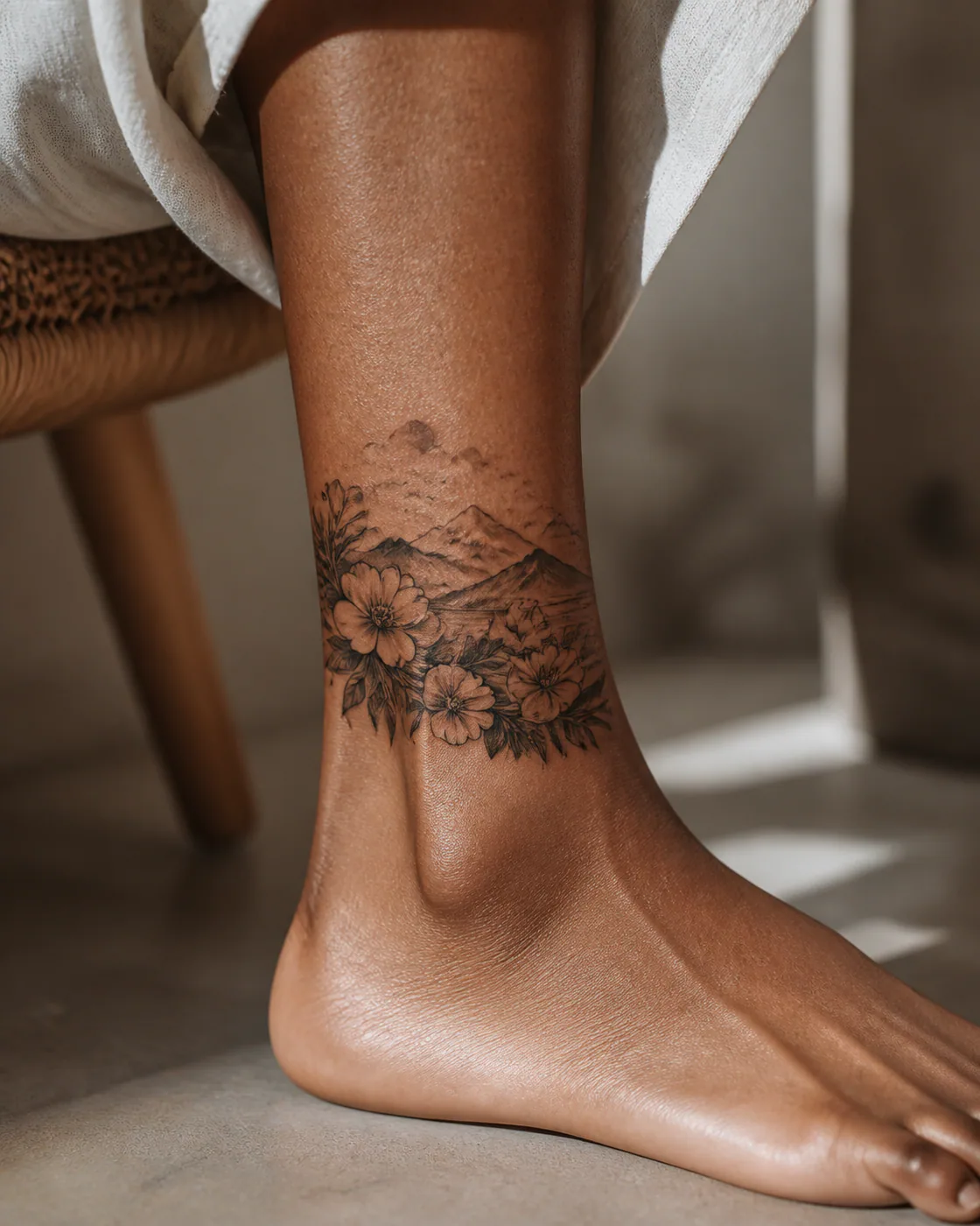 Floral Nature tattoo on the Ankle