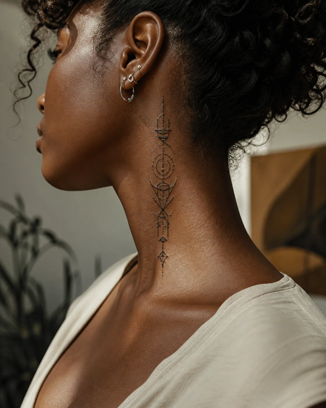 Cyber Sigilism Symbolic tattoo on the Neck