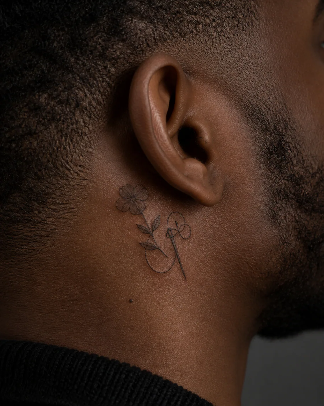 Fine Line Memory tattoo on the Behind Ear