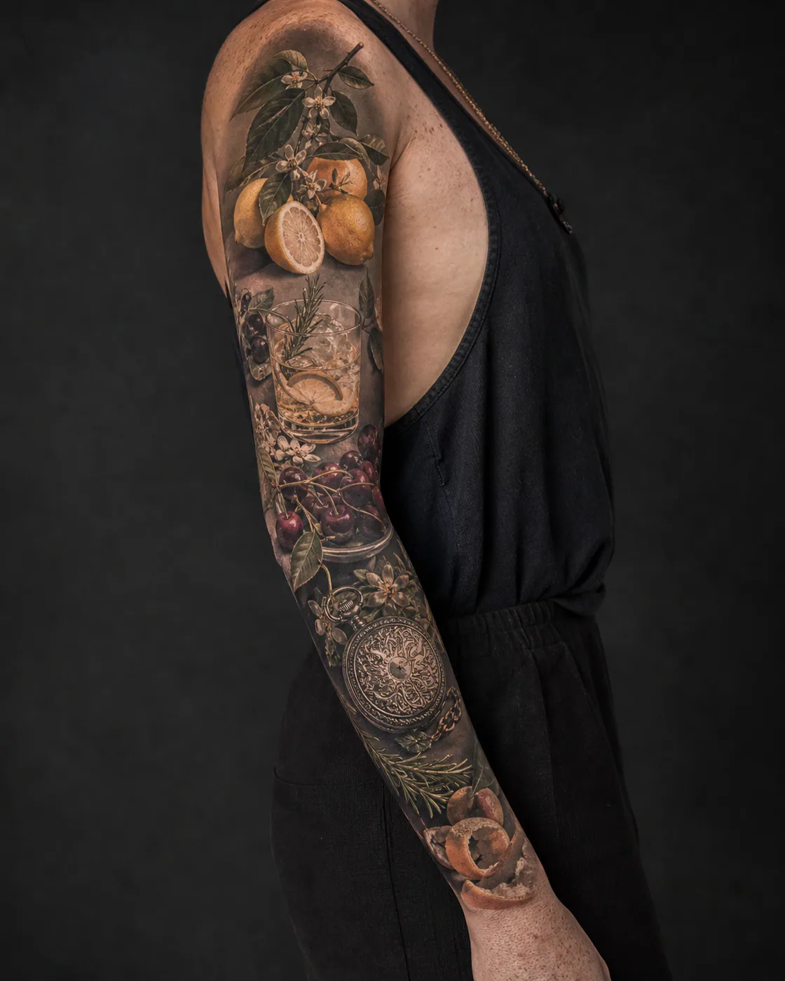 Realism Family Food tattoo on the Full Sleeve