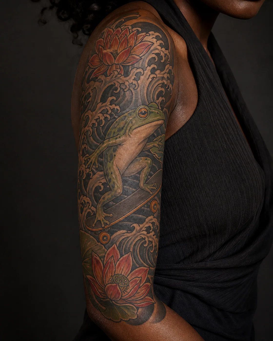 Japanese Playful tattoo on the Half Sleeve