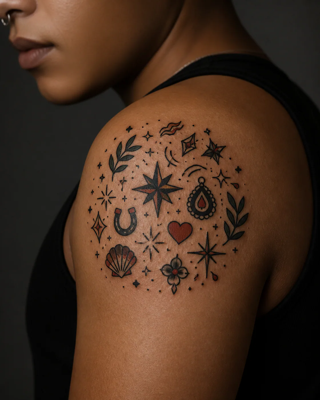 American Traditional Filler tattoo on the Shoulder