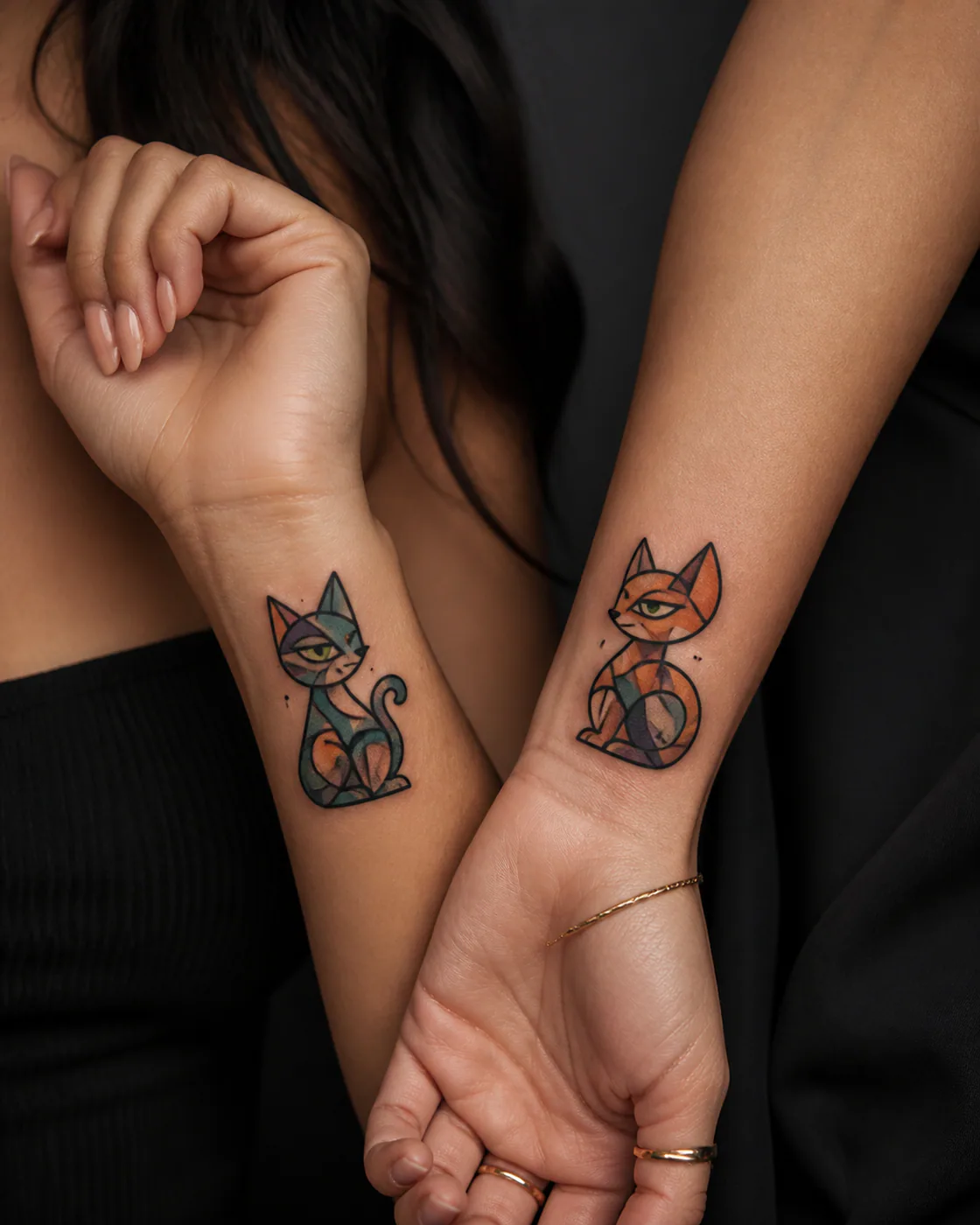 New School Couple Geometric tattoo on the Wrist