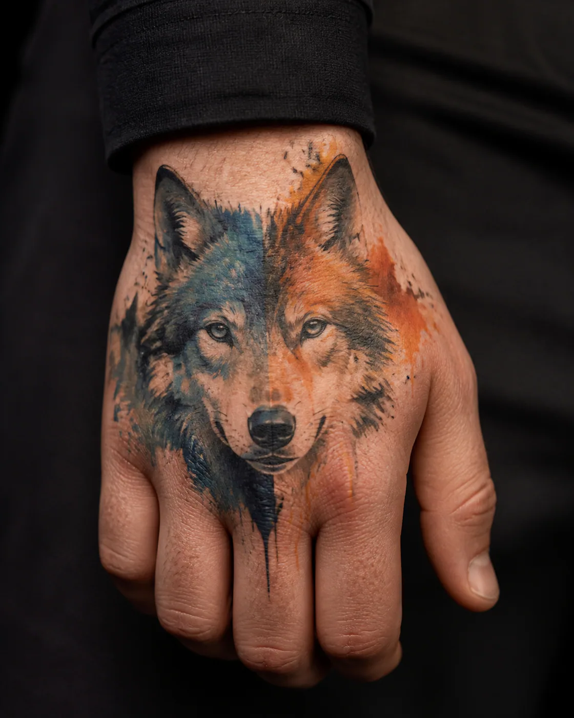 Watercolor Animal tattoo on the Hand