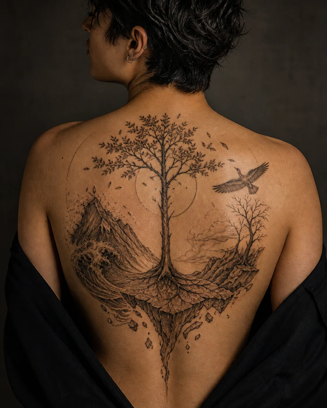 Illustrative Symbolic tattoo on the Upper Back