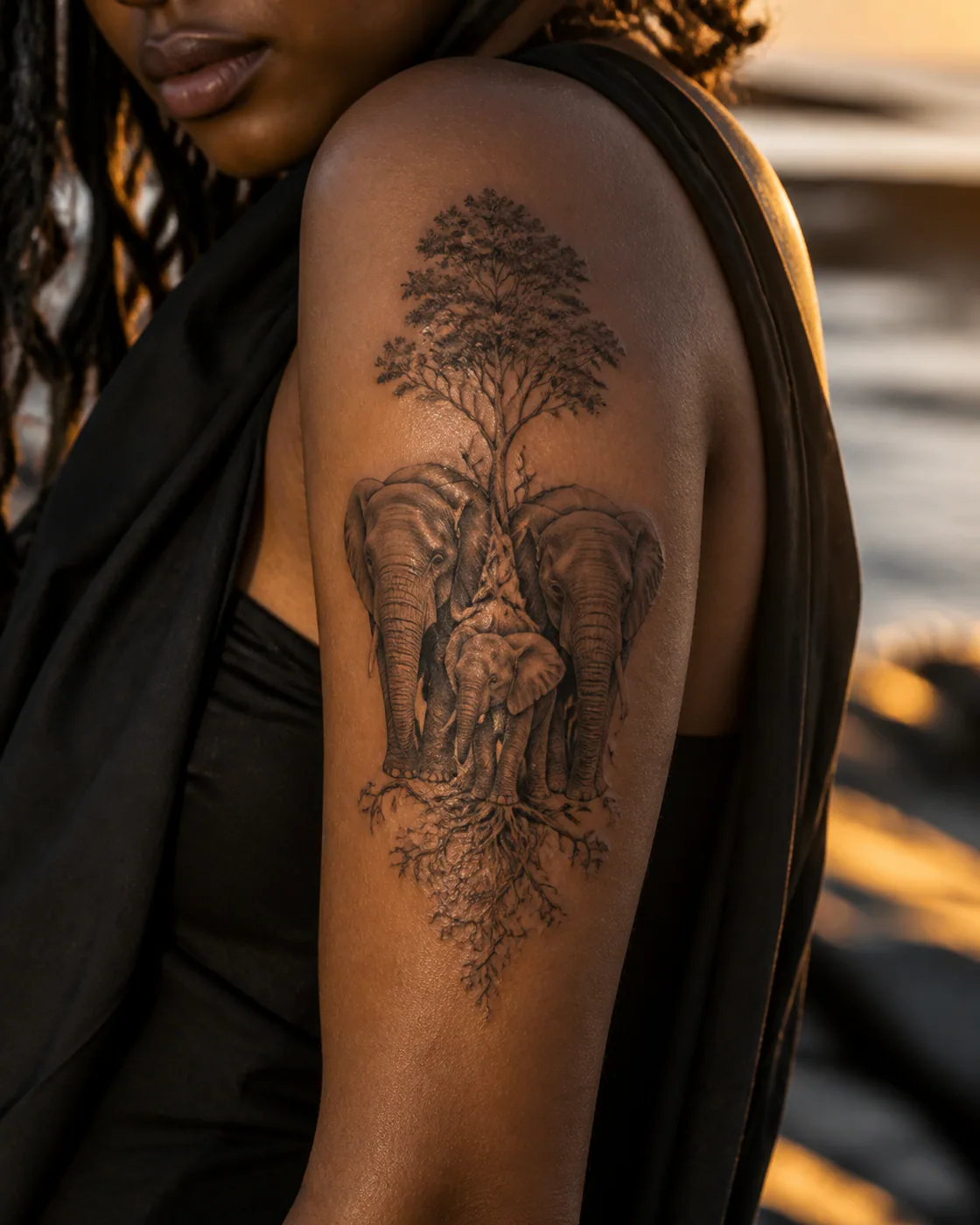 Realism Family Animal tattoo on the Upper Arm