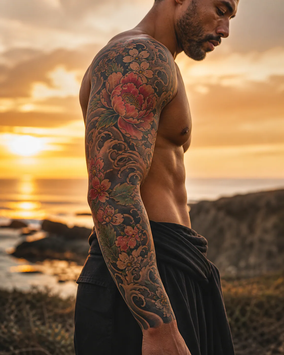 Japanese Flower tattoo on the Full Sleeve