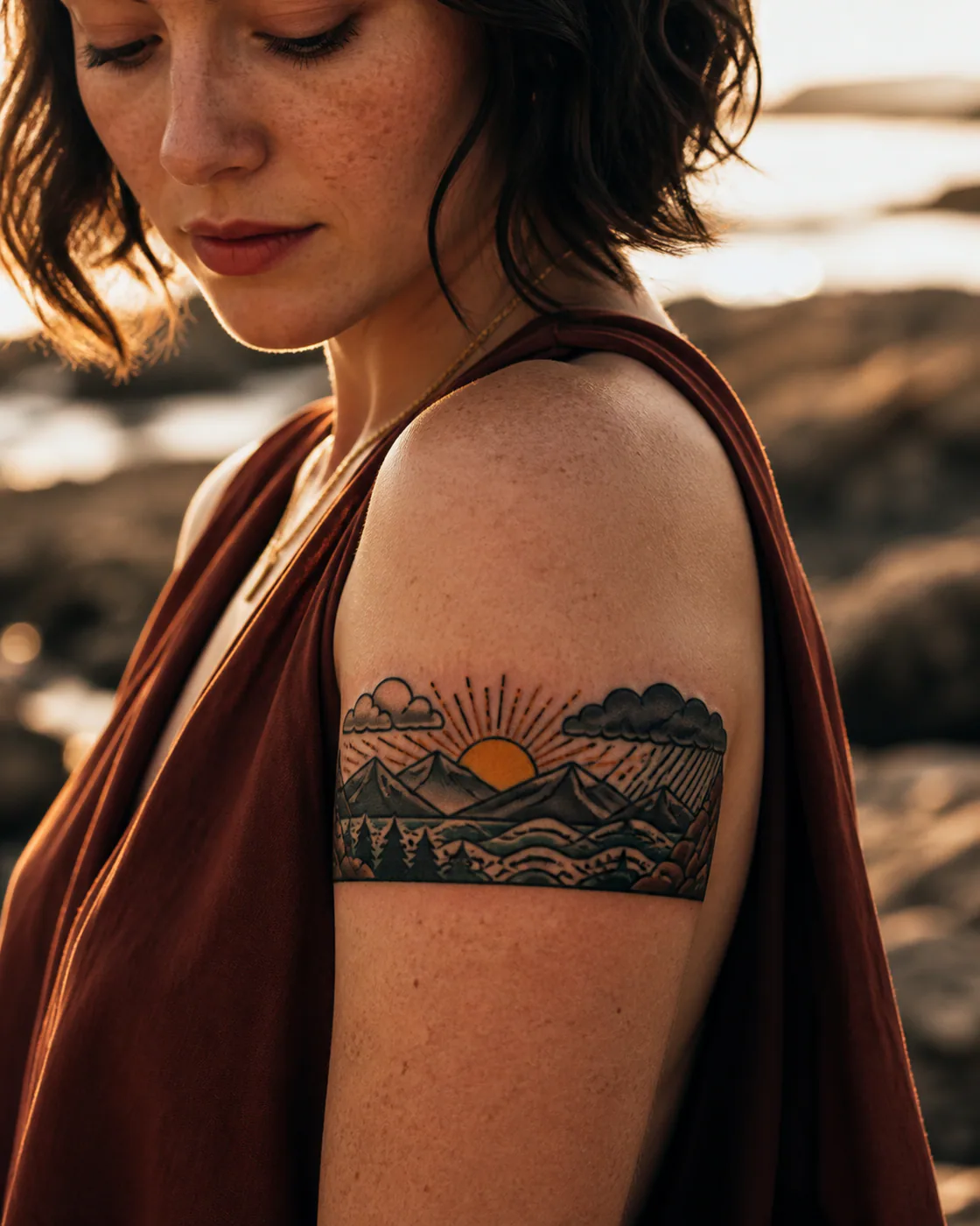 American Traditional Nature tattoo on the Armband