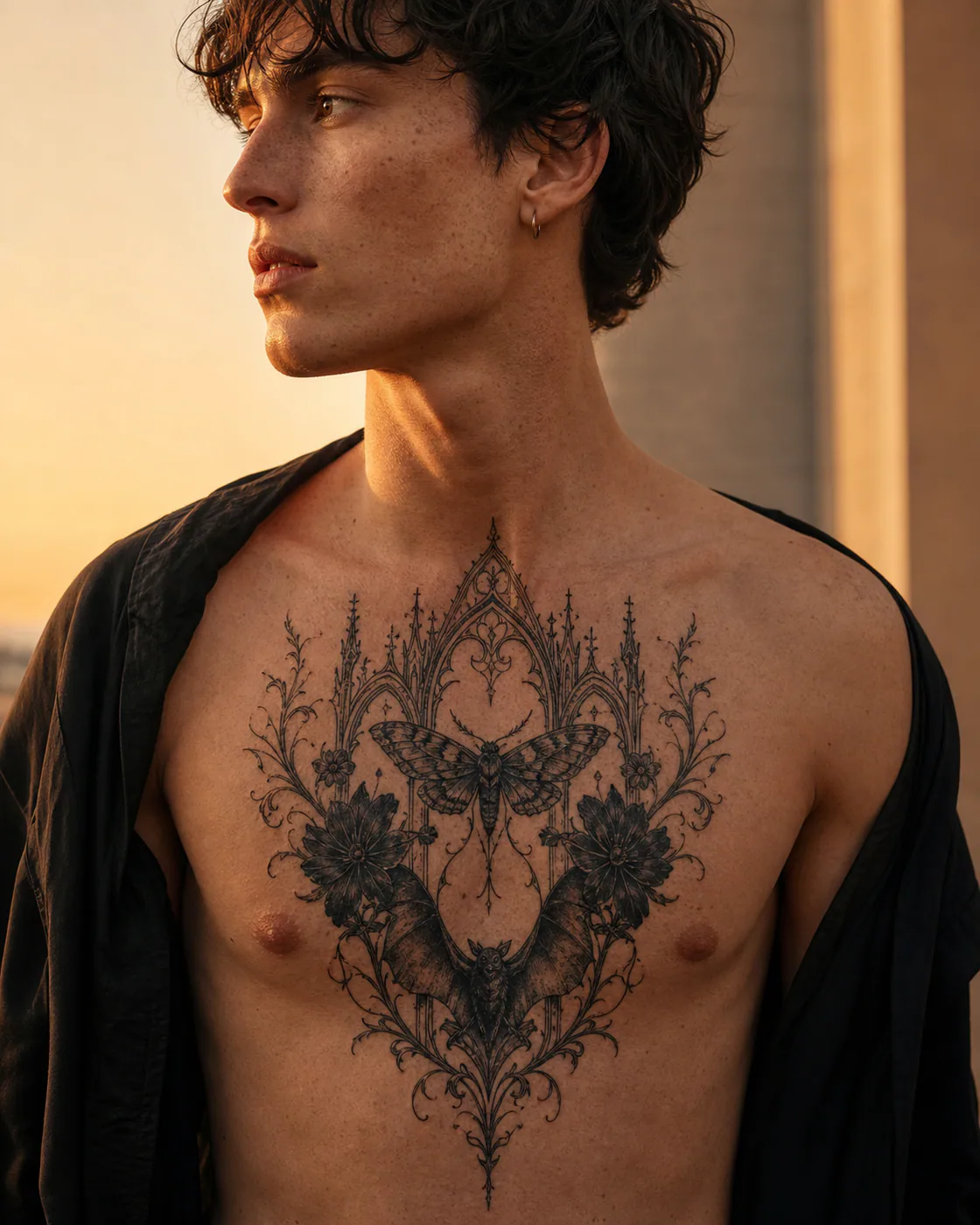 Ornamental Gothic tattoo on the Chest
