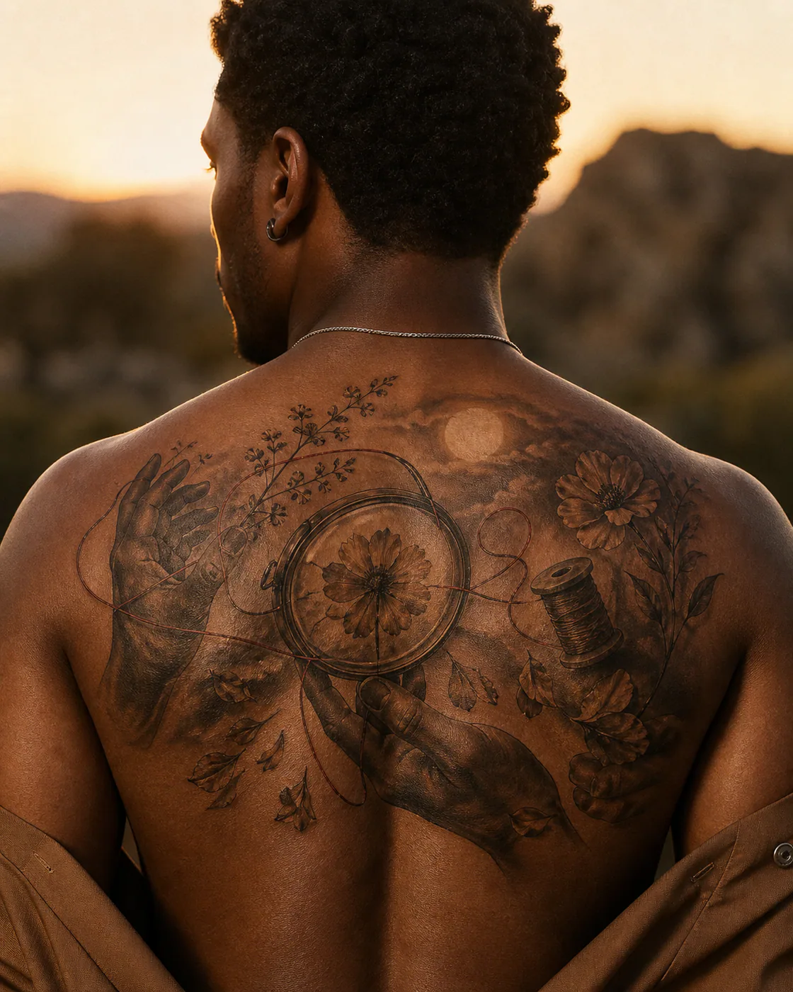 Surrealism Memory tattoo on the Upper Back